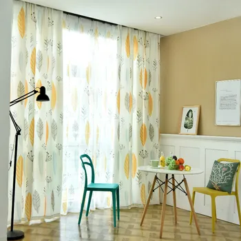 

New 2019 Blackout Curtain For Living Room Leaf print Drapes Bedroom Kitchen Balcony Pastoral Fresh Sheer for Window Decoration