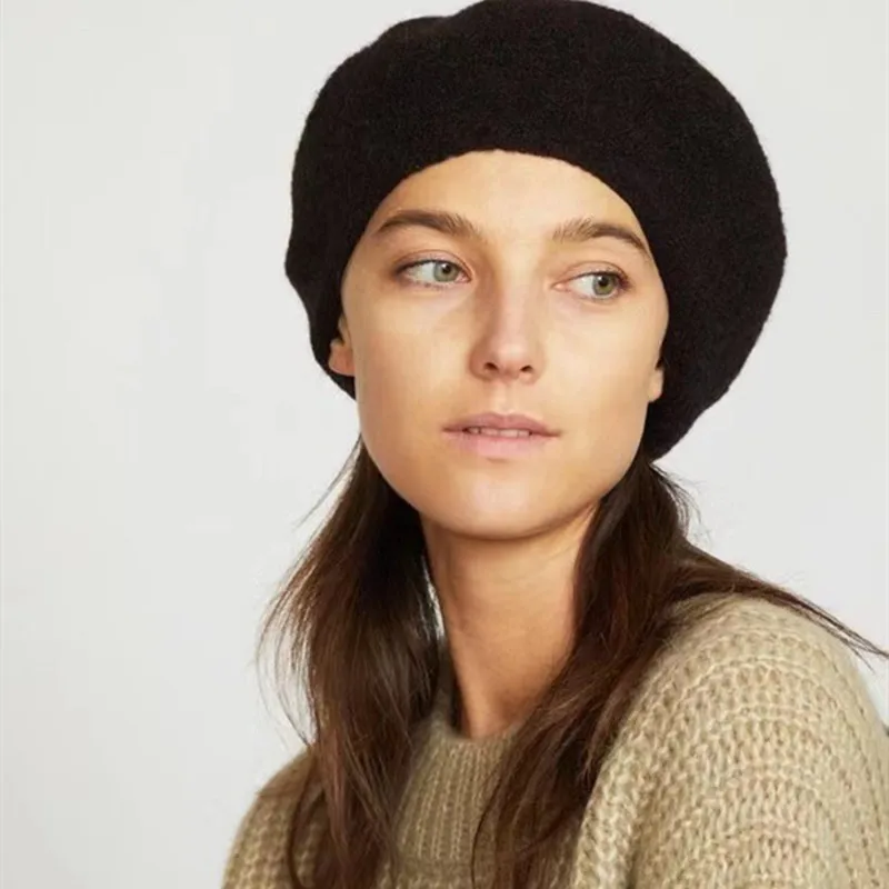 2021 New Women Knitted Beret Hat Autumn 