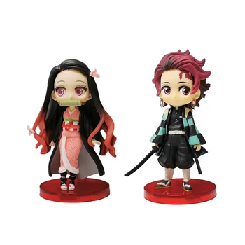 

2Pcs/Set Demon Slayer Q Kimetsu No Yaiba Nezuko Tanjirou Ver. PVC Action Figures Anime Demon Slayer Figurine Toy