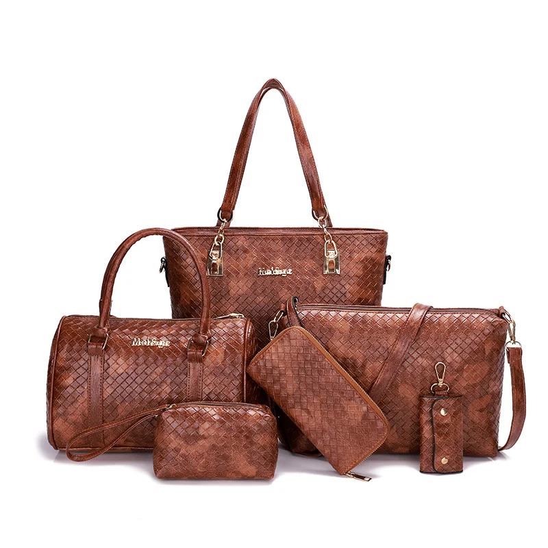6 шт., женская кожаная сумка, сумки на плечо, модные сумки, Женский кошелек, высококачественный комплект из шести предметов, дизайнерские