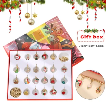 

Christmas Advent Calendar Christmas Themed DIY Charm Jewelry Bracelet Necklace Making Kit for Girls GQ
