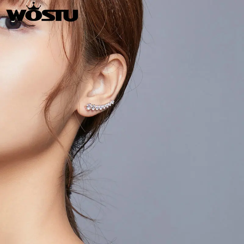 Женские серьги гвоздики WOSTU подлинные из стерлингового серебра 925 пробы с