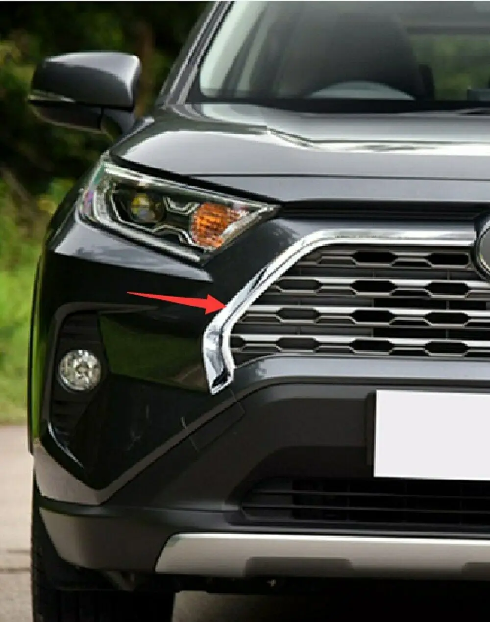 Для Toyota RAV4 Гибридный хромированные передние решетки гриль рельефная Накладка для отделки