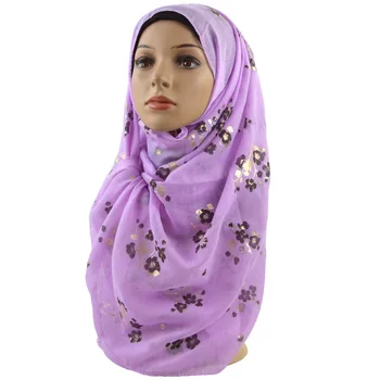 

Viscose Soft Muslim Hijab Scarf Women Glitter Floral Headscarf Islamic Turban Exquisite Hijab Long Shawl Muffler 180x75cm