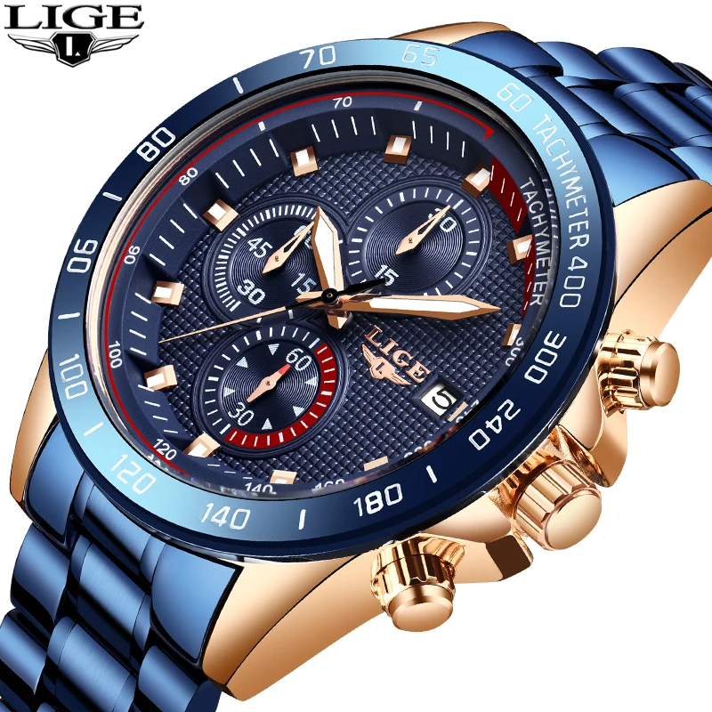 2019Men лучший подарок LIGE модные деловые мужские часы Топ люксовый бренд из