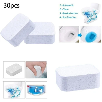 

30 Pack Automatic Toilet Bowl Cleaner Tablets-Bathroom Toilet Tank Clean Effervescent Tablets Long-Lasting Lemon Odor