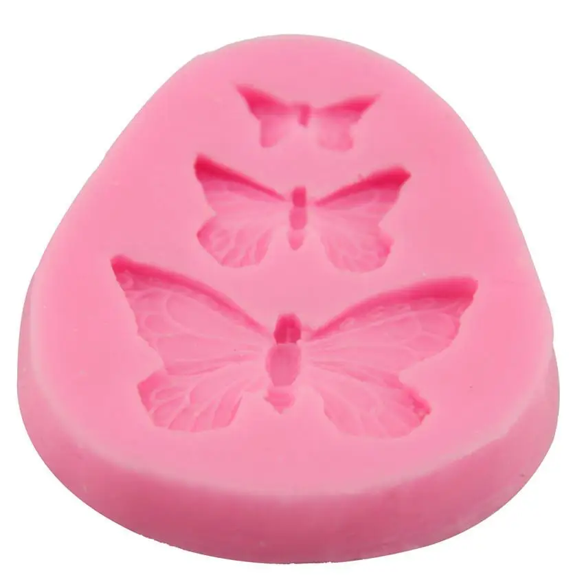 Силиконовые 3 бабочка Форма пресс-форма для торта Fondant(сахарная) конфеты Кухня аксессуары
