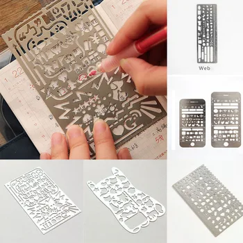 

Letter Stencil Web Ruler Multi Function Templates Photo Album Stamps Metal Hollow Ruler Scrapbooking Embossing Stainless Steel