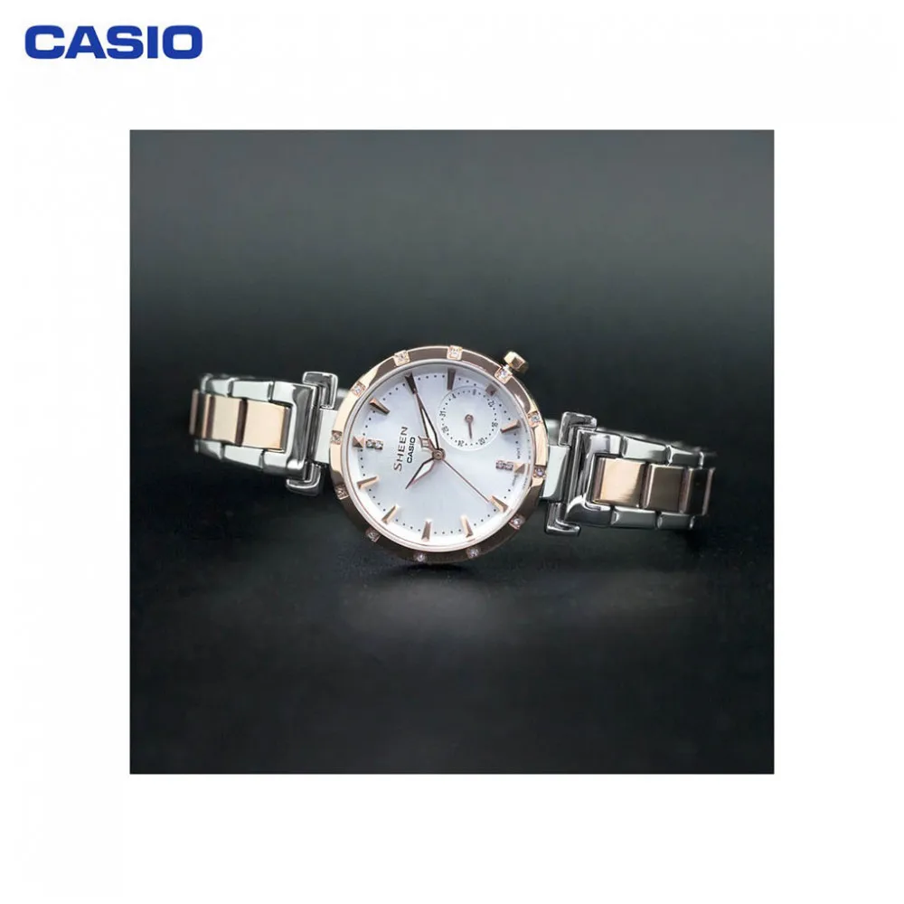 Наручные часы Casio SHE-4051SPG-7A женские кварцевые на биколорном браслете