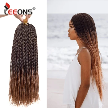 

Leeons Hot Selling Thin Senegalese Twist Braiding Hair Crochet 30 Roots/Pack 18Inch Natural Braid Kanekalon Hair Extensions Grey