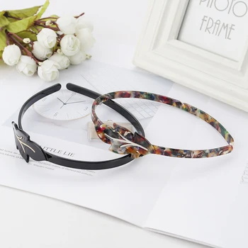 

2020 New Design Fashion Stainless Steel Hairband Acetate Leaves Hair Hoop Elegant Hair Styling For Women Hair Accessories Tiara