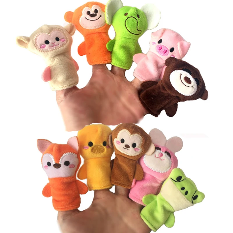 Hand Finger Puppets Animal Family Plush Set Finger Toys Puppets Animal Dolls Cartoon Child Baby Talking Story Finger Puppet Toy