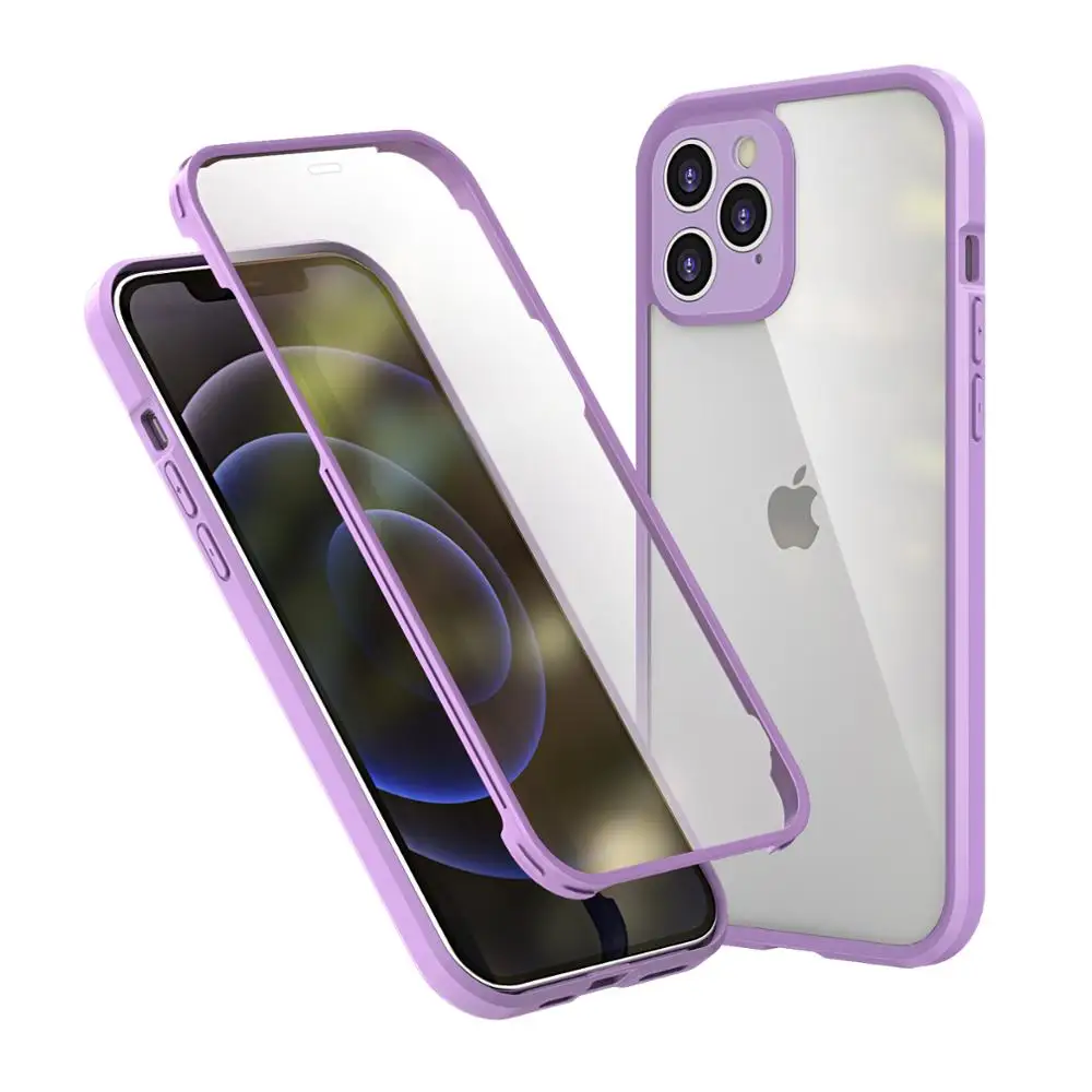 

Buckle Design Phone Case For iphone 12 Pro Max Case Double-sided Clear High Alumina Glass Case for iphone 12 Mini Case iphone12