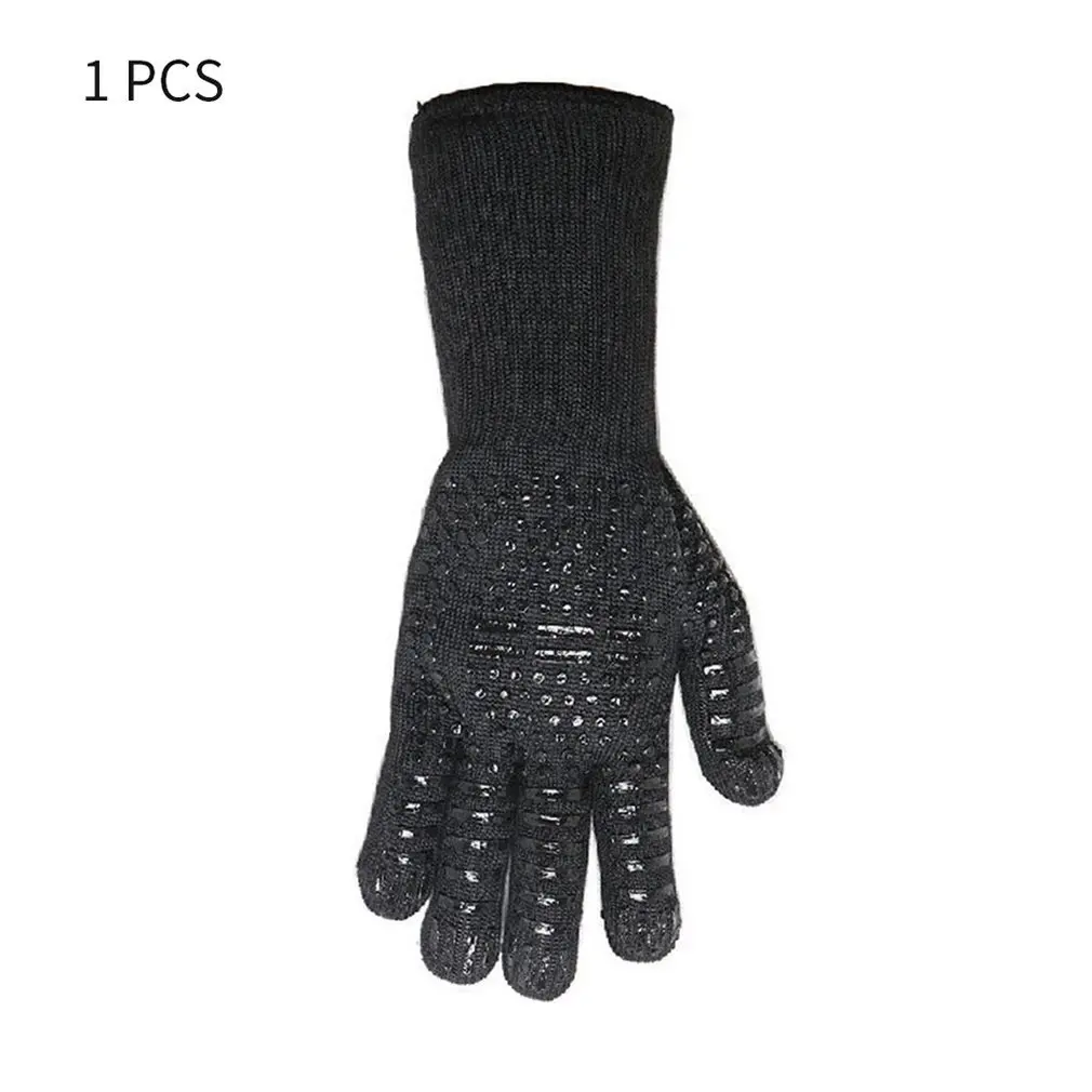 Противопожарные перчатки термостойкие перчатки для микроволновой печи для барбекю на открытом воздухе жаркие Огнестойкие Рабочие Перчатки - Color: black