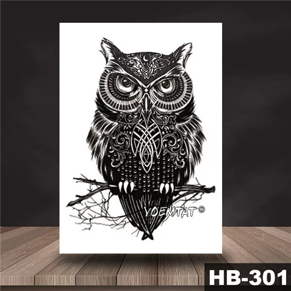 15 Waterproof Temporary Tattoo Sticker Book wise Owl pattern tattoo Water Transfer old school style body art fake tattoo women - Цвет: 15