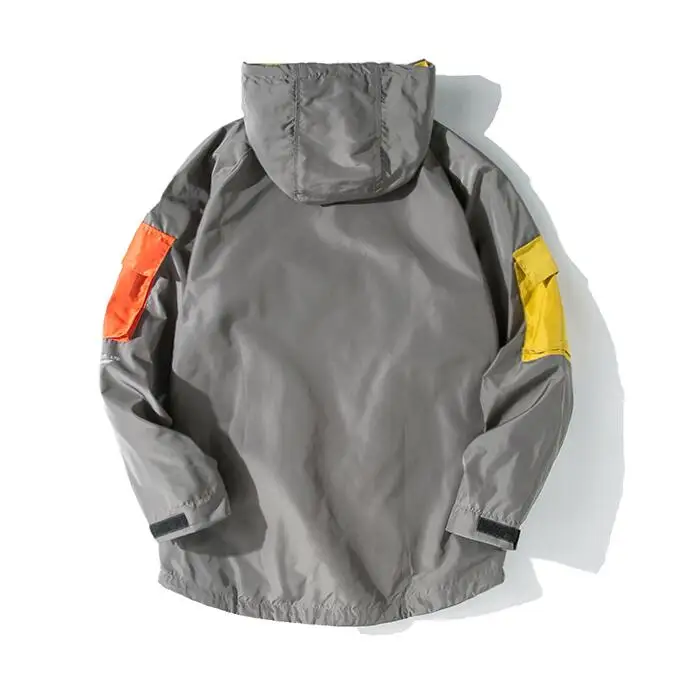 Yizlo anorak куртка ветровка Мужская jaqueta masculina на молнии Лоскутная куртка уличная осенняя куртка с капюшоном