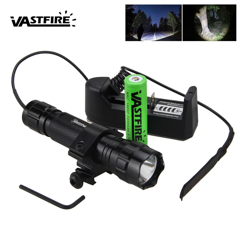 1 Modes Tactical 5000LM T6 LED Pistol Airsoft Flashlight Hunting Light Gun Mount
