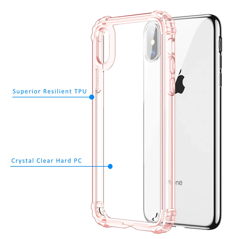 Прозрачный чехол для iPhone XS XR тонкий ударопрочный акриловый из ТПУ задней панели