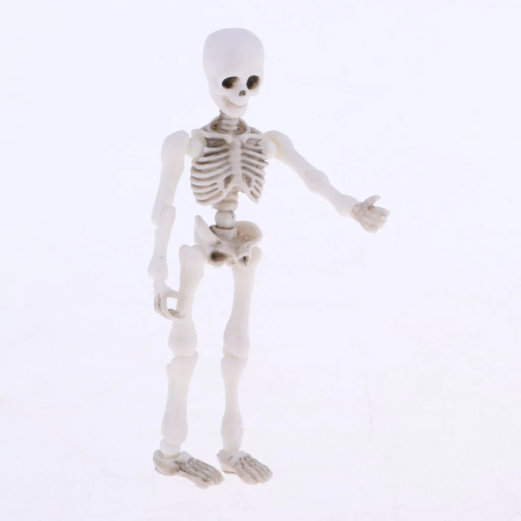 Mini Pose Skeleton Doll/Dog Joints Moveable Action Figure Collection Halloween Dollhouse Model Decorations Set for Friends
