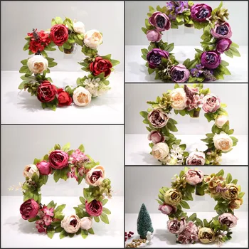 

Christmas Knocker Artificial Garland Raw Silk Peony Wedding