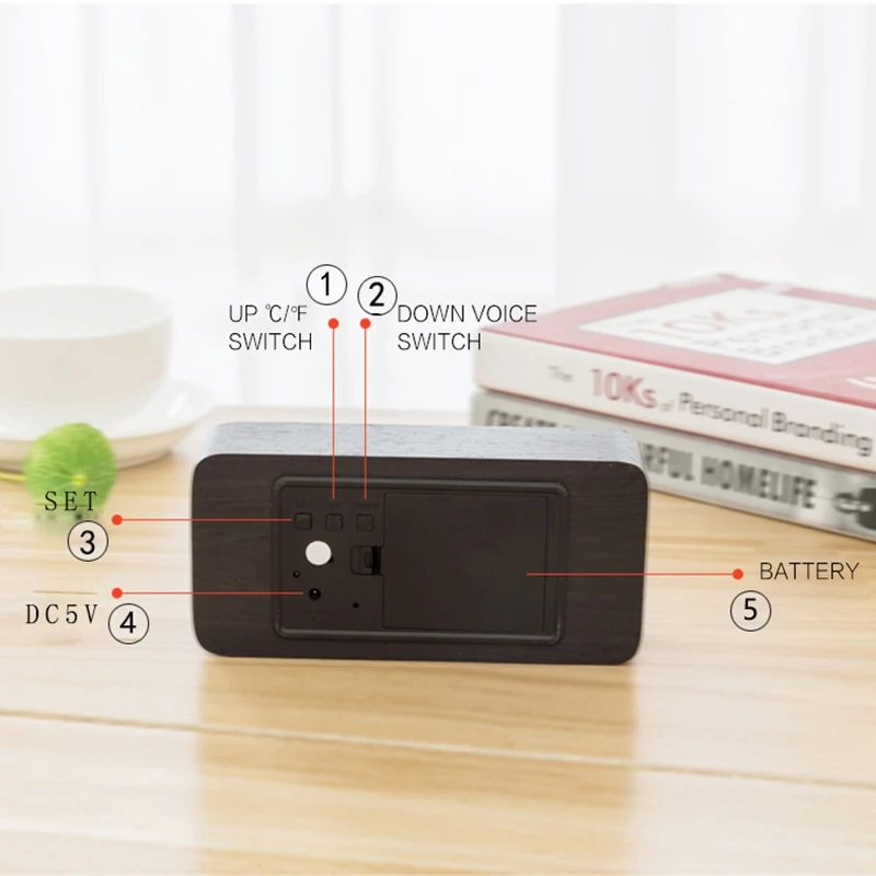 Modern Led Alarm Clock Temperature Humidity Electronic Desktop Digital Table Clocks