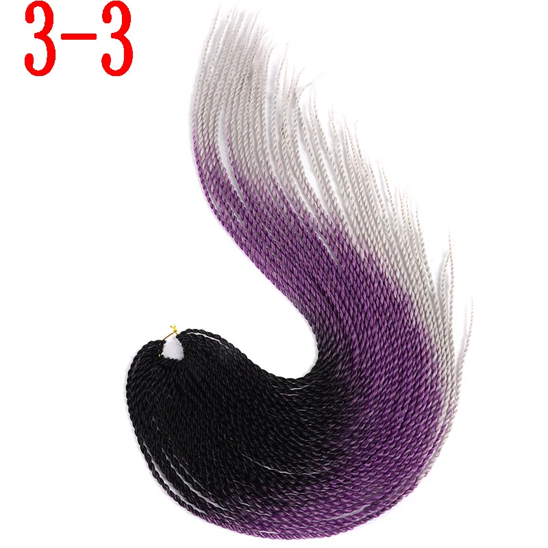 MERISIHAIR Ombre вязанные косички Сенегальские крученые волосы 24 дюйма 30 корней/упаковка синтетические плетеные волосы для женщин серый синий розовый - Цвет: 3-3