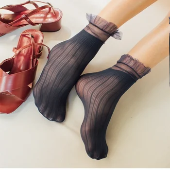 

2019 New Style Women's Socks 1 Pairs New Fashion Sweet Lace Solid Color Soft Cute Mesh Thin Socks Velvet Women's Socks