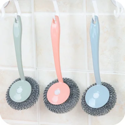 Новый универсальный Проволока из нержавеющей стали мяч щетка с длинной ручкой