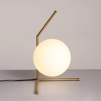 

Post-modern LED Table Lamp Nordic Loft Glass Ball Desk Light Golden Table Lights Indoor Bedroom Bedside Decor Reading Desk Lamp