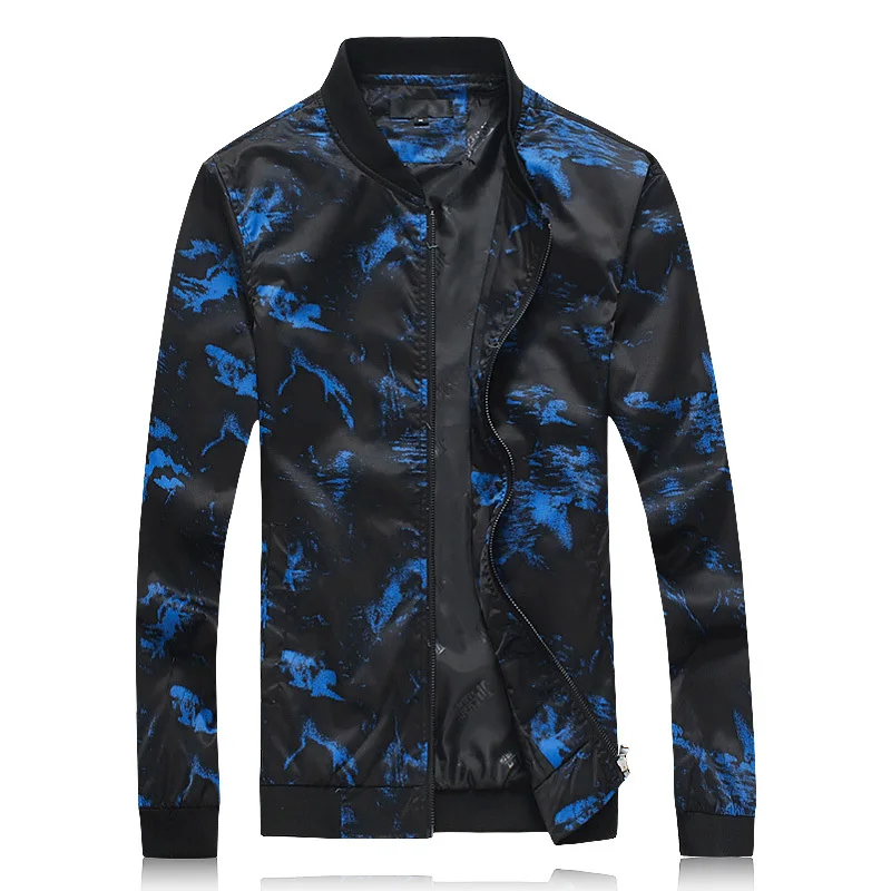 

2020 Autumn Spring Thin Floral Spring Jacket Men Streetwear Bomber Big Size Clothes