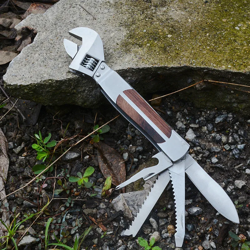 

Multifunctional Wrench Set Stainless Steel Hand Tool Kit with Knife Non-slip Slotted Screwdriver Wrench Socket Outdoor Tool Case