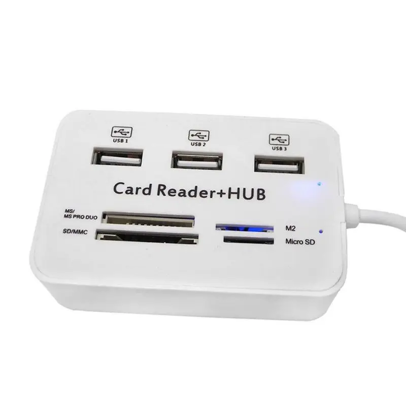 Usb-концентратор 3 порта USB Передача данных MS/M2/SD/MMC/TF концентратор-картридер - Цвет: W