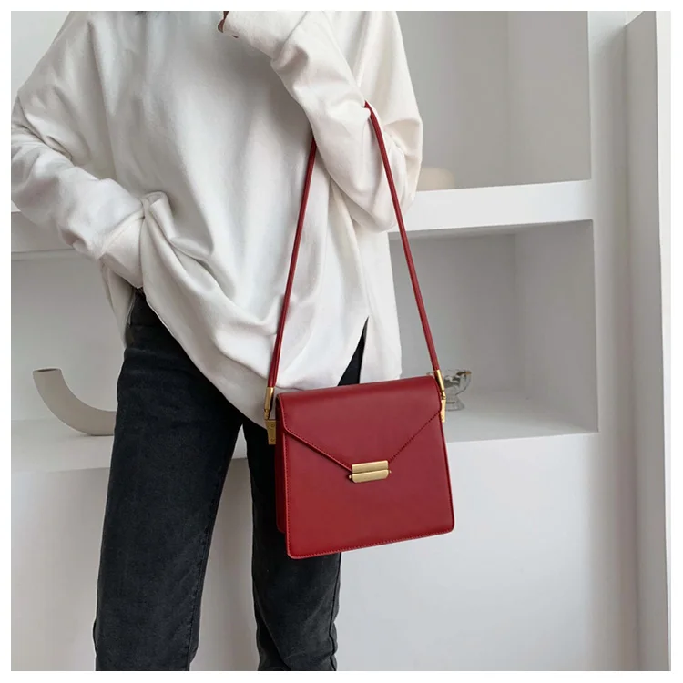 uxury Brand Female Square Bag Fashion New High Quality PU Leather Women's Designer Handbag Lock Shoulder Messenger Bag