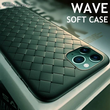 

500Pcs Simple Green Purple Woven Pattern Case For iPhone 11 Pro XS Max XR X 8 7 6 Plus SE 2020 Protective Soft Silicone Cover
