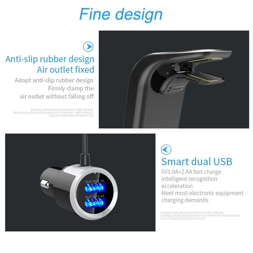 Mp3-плеер, fm-передатчик, противоскользящий беспроводной Bluetooth, автомобильный комплект, автомобильный аудио с двумя USB, автомобильное зарядное устройство, автомобильные аксессуары