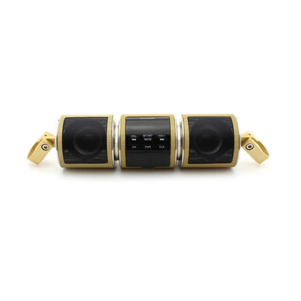 Золотой MP3 плеер динамик Bluetooth Музыка FM радио водонепроницаемый регулируемый кронштейн мотоцикл аудио стерео светодиодный дисплей стерео MP3-плеер - Цвет: Золотой