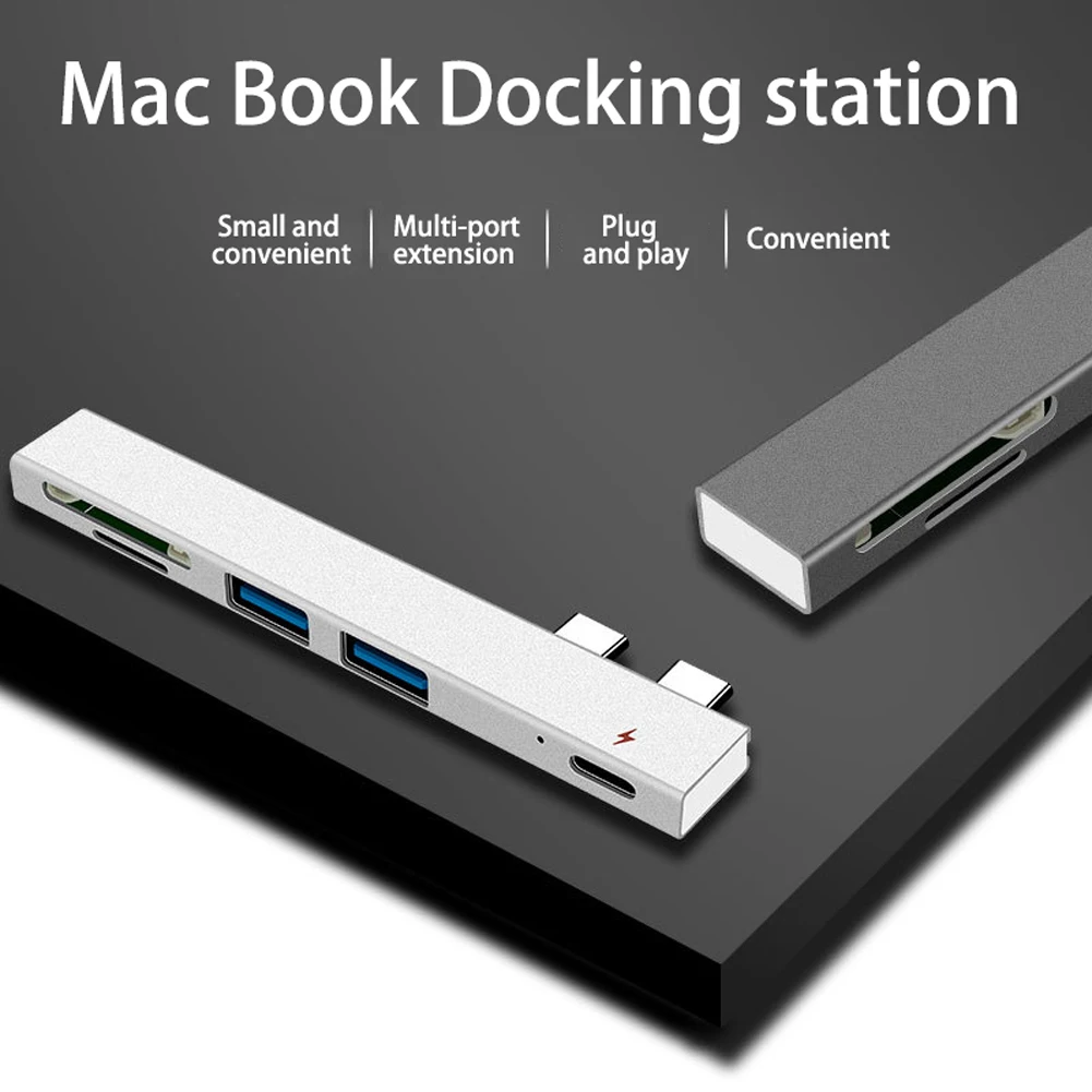 5 в 1 USB-C адаптер с 2 USB 3,0 портами SD устройство для чтения памяти type-C USB 3,0 концентратор для нового Macbook Pro Air USB-C