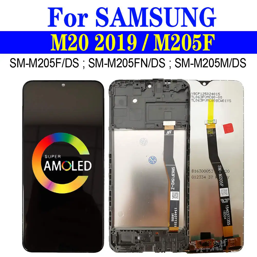 M20 M205F ЖК-дисплей с рамкой для Samsung Galaxy 2019 M205 дисплей SM-M205F/DS M205FN M205M M205G цифровым