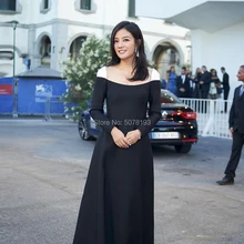 91411 Черный без бретелек трапециевидной формы длиной до пола спандекс платья знаменитостей/Формальные платья Венеция Фильм фестиваль Изящные