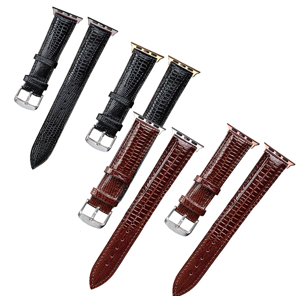 

High Quality Leather Watch Strap for iWatch 3 4 5 6 SE 44mm 40mm 42mm 38mm Leather Band Bracelet Watchband Lizard Pattern
