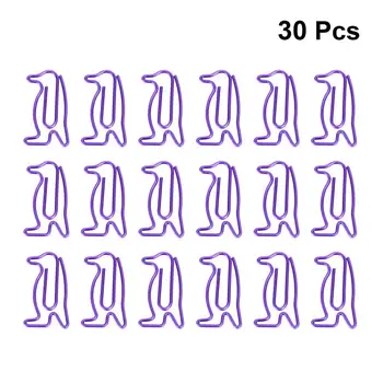 

30Pcs Colored Animal Penguin Paper Clips Colored Mini Penguin Notes Classified Clips Bookmark Office Shool Stationery (Purple)