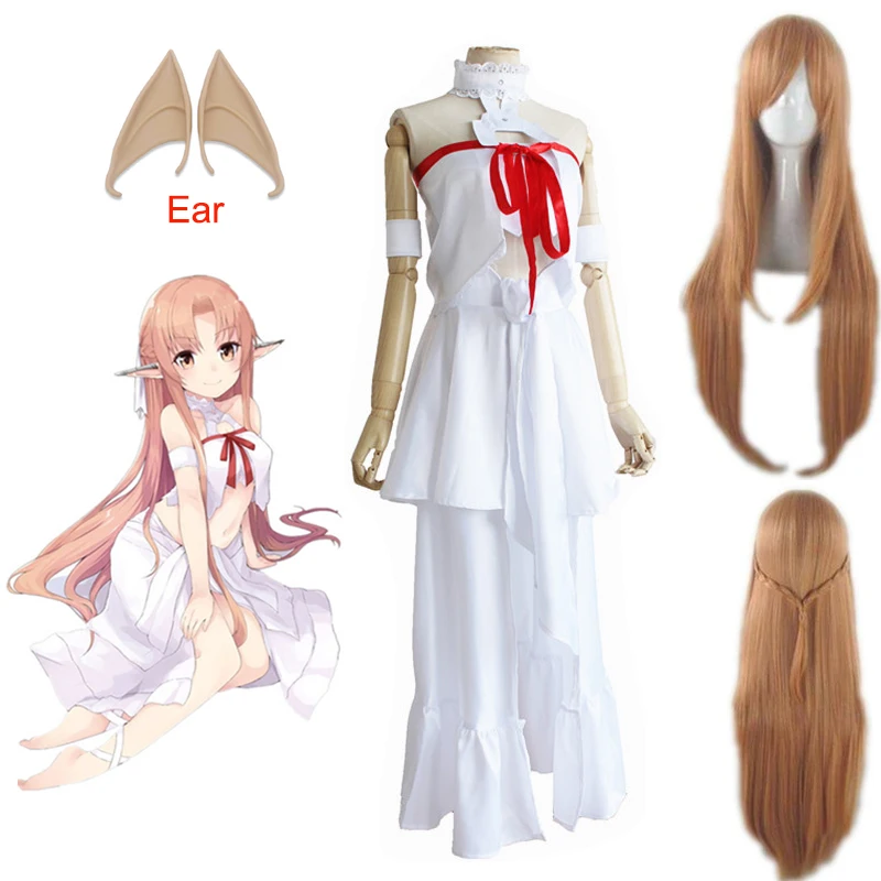 Japanese Anime Sword Art Online Yuuki Asuna Prison Dress Outfit Cosplay Costume