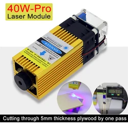 Module laser 40w pro, tête laser intégrée, longueur focale réglable, découpe de contreplaqué 5mm par un passage, egrav en acier inoxydable 