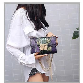 

Designer Bag For Women Luxury Handbag PU Leather Flap Clutch Purse Chain Serpentine Ladies Shoulder Messenger Bag New Sac A Main