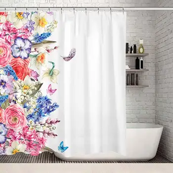 

Fabric Shower Curtain Set - Water-Repellent and Mold- and Mildew-Resistant for Master, Guest, Kids', College Dorm Bathroom, 72"