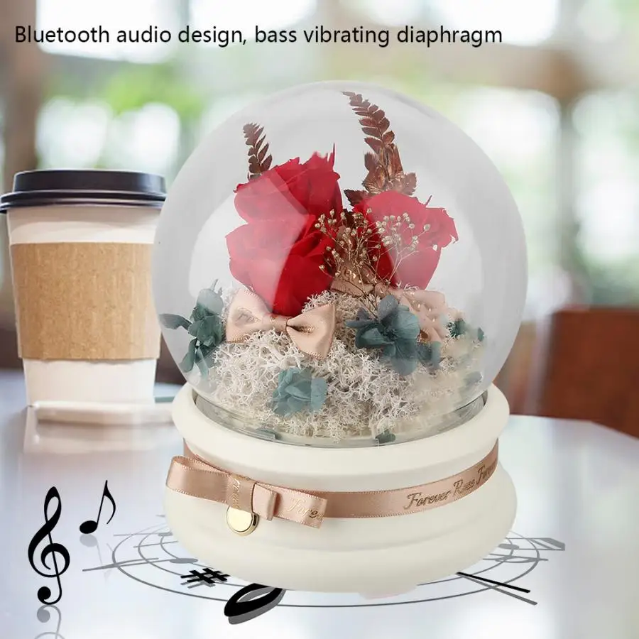 Рождественский шар Bluetooth динамик вечный цветок роза с светодиодный стекло День святого Валентина подарки Рождественская елка украшения шары