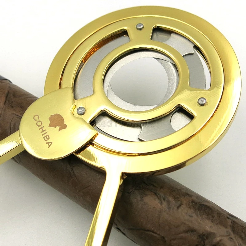 COHIBA нержавеющая сталь с тройным лезвием кубинские сигары ножницы Sharp Staright Cut сигары резак золотой с подарочной коробкой высокого качества