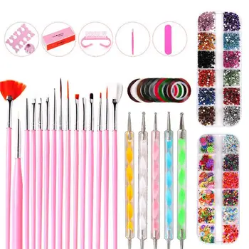 

1 Set Nail Art Tools Nail Painting Pen Point Drill Pen Nail File Rhinestone Jewelry Brush Tape Home Use Diy Manicure Decoration