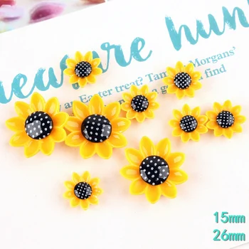 

10Pcs/lot Sun Flower Flat back Resin Cabochons Scrapbooking Craft 15mm 20mm 26mm DIY Embellishments Decor Headwear Accessories