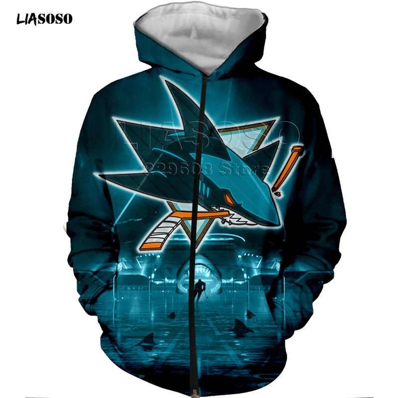 Толстовка LIASOSO с капюшоном и 3D принтом животных, модная толстовка с капюшоном и принтом в виде акул, спортивная одежда Harajuku с капюшоном на молнии для хоккейной команды|Толстовки и свитшоты|   | АлиЭкспресс